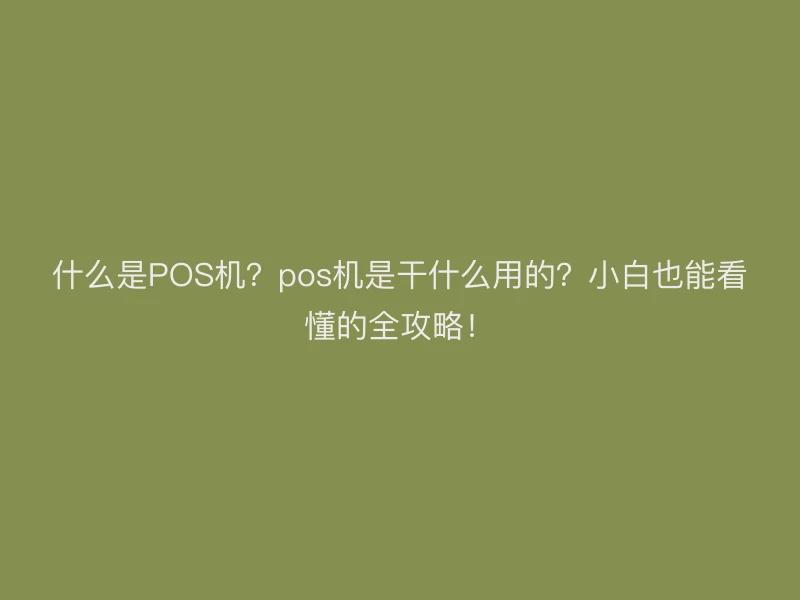 什么是POS机？pos机是干什么用的？小白也能看懂的全攻略！