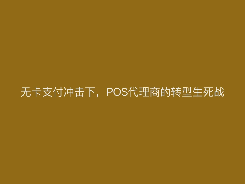 无卡支付冲击下，POS代理商的转型生死战