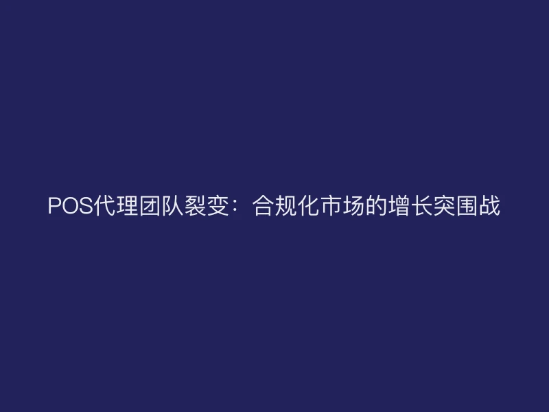 POS代理团队裂变：合规化市场的增长突围战