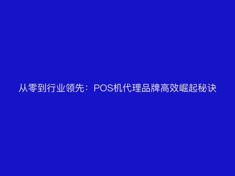 从零到行业领先：POS机代理品牌高效崛起秘诀