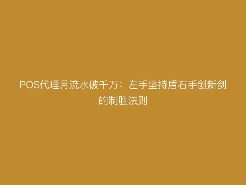 POS代理月流水破千万：左手坚持盾右手创新剑的制胜法则