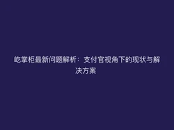 屹掌柜最新问题解析：支付官视角下的现状与解决方案 