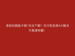 易钱包刷脸卡顿/无法下载？支付官亲测4大解决方案速收藏！