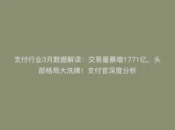 支付行业3月数据解读：交易量暴增1771亿，头部格局大洗牌！支付官深度分析