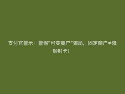 支付官警示：警惕"可变商户"骗局，固定商户≠降额封卡！